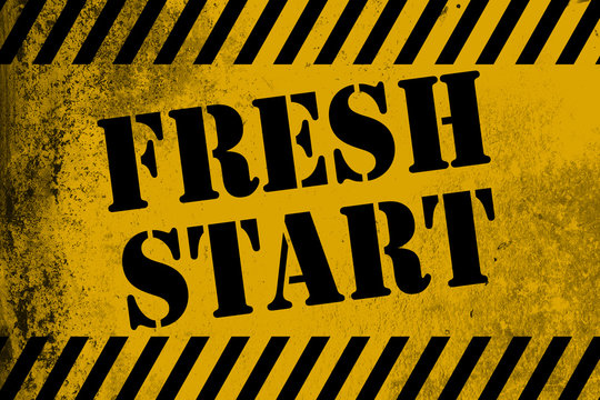 Fresh start sign yellow with stripes