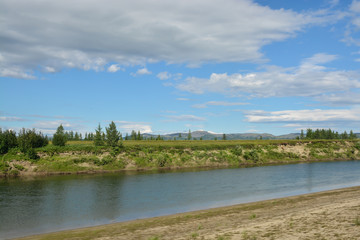 Fototapeta na wymiar The river in the natural Park on the Taimyr Peninsula.