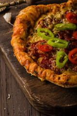 Rustic old style vintage pizza