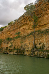 Fototapeta na wymiar Sandstone cliffs on the banks of the Murray River near Waikerie in South Australia.