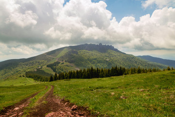 Trekking on mountain peaks.