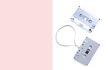 vintage cassette tape isolated on white background with space for text