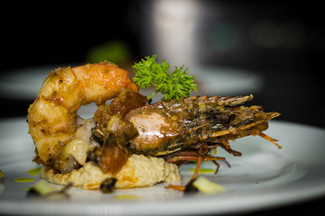 Shrimp tiger shrimp in the dish