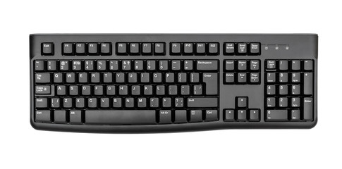 Computer keyboard on white background.
