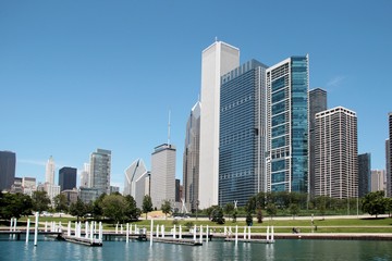 Chicago, Maggie Daley Park, Illinois, skyline, city, architecture, water, cityscape, building, panorama, urban, skyscraper, buildings, downtown, business, skyscrapers, harbor, 