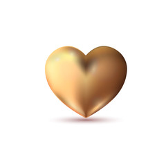 Vector illustration of realistic gold heart. Valentine’s day design.