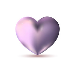 Vector illustration of realistic silver violet  heart. Valentine’s day design.