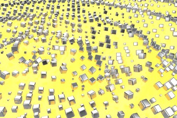 Obraz premium Silver or white gold platinum blocks cubes over light yellow wave background. Modeling 3d illustration. wealth rich mining bitcoin concept . Money growing business finance success clipart