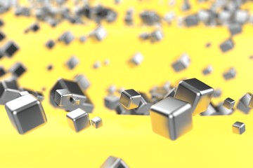 Fototapeta premium Silver or white gold platinum blocks cubes over light yellow wave background. Modeling 3d illustration. wealth rich mining bitcoin concept . Money growing business finance success clipart