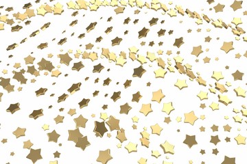 Gold or platinum stars flying over white background. Modeling 3d illustration. wealth rich mining bitcoin concept . Money growing business finance success clipart.