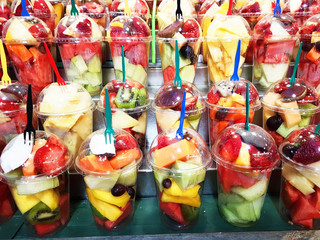 fruit cocktails in farmers market