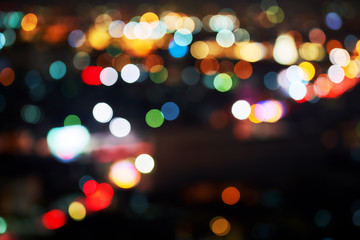 abstract night colourful light bokeh in cityscape downtowns