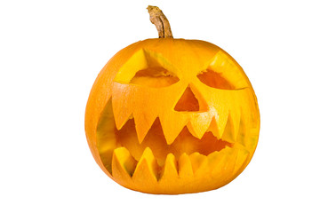 Spooky halloween pumpkin isolated on a white background