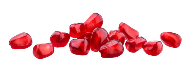 Pomegranate seeds isolated on white background