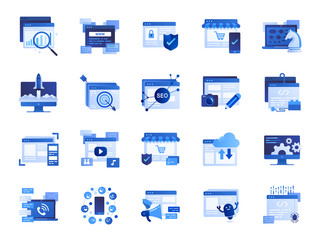 Web and marketing icon set. Included icons as SEO, statistics, content, online and more.