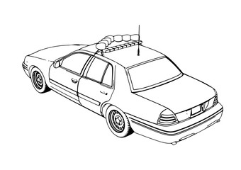 police car sketch vector