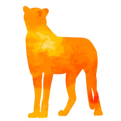 isolated, watercolor silhouette, jaguar