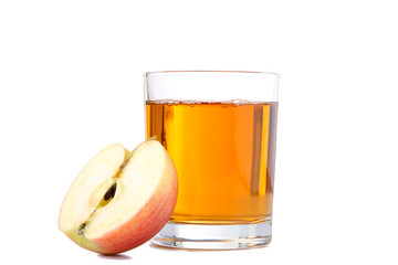 Red apples with juice isolated on white