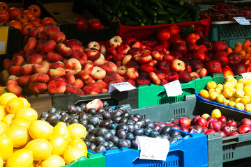 Marketplace with fruit and vegetables.