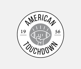 American Football touchdown badge black on white