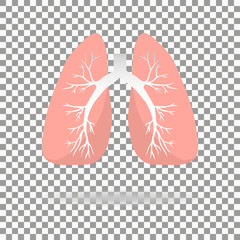 Lungs icon, flat style. Internal organs of the human design element, logo. Anatomy, medicine concept. Healthcare. Isolated on white background. Vector illustration