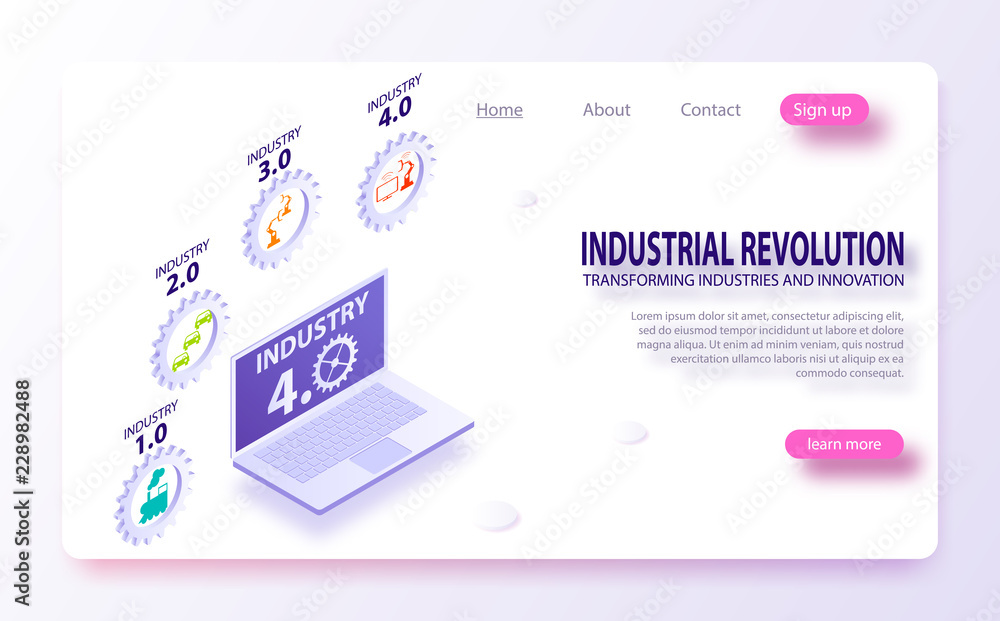 Poster infographics industrial internet of things concept. physical systems, cloud computing, cognitive com