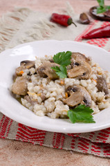Traditional pearl barley porridge
