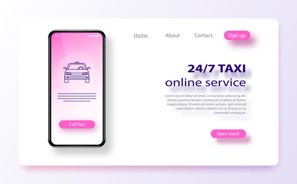 Online mobile taxi order service app concept. Taxi service application banner template.