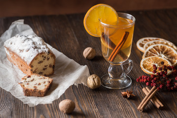 Healthy organic homemade holiday celebration beverage in glass.