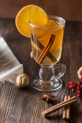 Healthy organic homemade holiday celebration beverage in glass.