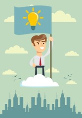 idea concept - man with an idea . Vector illustration flat design