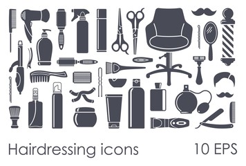 Obraz premium Set of flat icons Hairdressing Accessories. Vector illustration