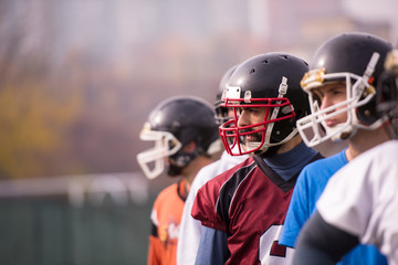portrait of young american football team