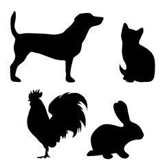 Vector silhouette of farm animal on white background.