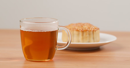 Moon cake and tea for mid autumn festival