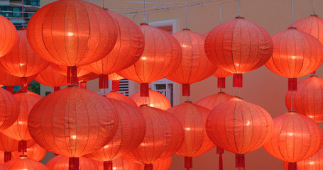 Fototapeta premium Red chinese lantern at outdoor