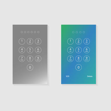 Screen lock password background template. Vector smartphone ID recognition screenlock password or lockscreen passcode access authentication