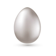 Realistic silver egg isolated on white. Vector illustration. Easter Design.