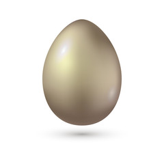 Realistic silver egg isolated on white. Vector illustration. Easter Design.