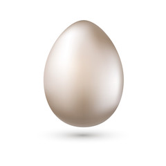 Realistic silver egg isolated on white. Vector illustration. Easter Design.