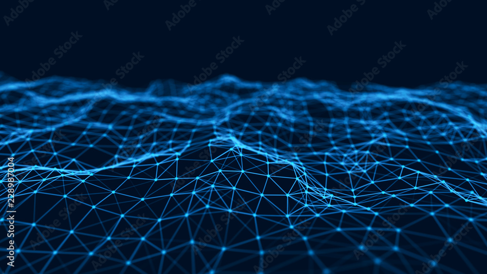 Wall mural network connection structure. abstract technology background. science background. big data digital b