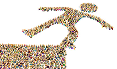 Cartoon Crowd Figure, Cliff Edge