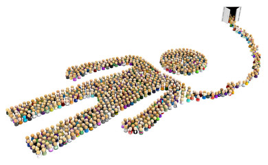 Cartoon Crowd Figure, Doorway Leak