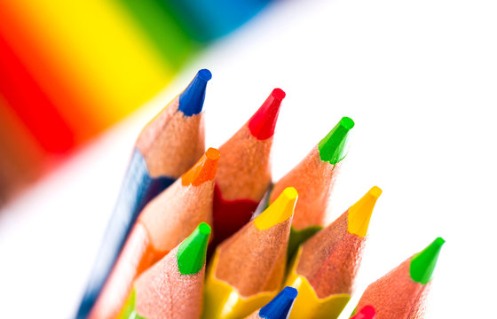 A bunch of colored pencils