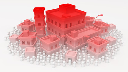 White Crowd Buildings Town Crisis