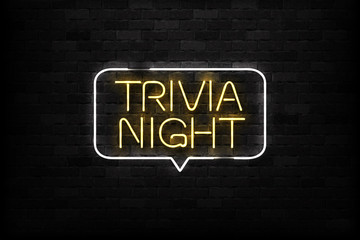 Vector realistic isolated neon sign of Trivia Night logo for decoration and covering on the wall background.