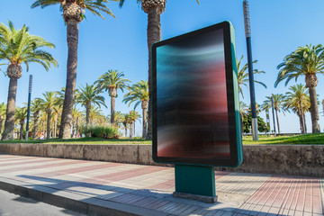 Outdoor billboard advertisement in seaside resort city