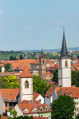 Obraz premium Blick von der Zitadelle Petersberg auf das Stadtzentrum von Erfurt, Thüringen