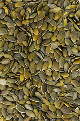 Macro background texture of green pumpkin seeds