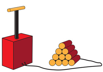 Dynamite sticks with detonator